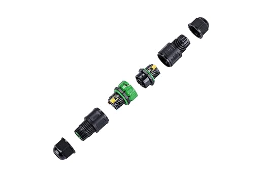 IP68 Waterproof Junction Box Outdoor I-Shape 2way 3Pin (AC450v,20A) M20 Wire Range(5.5-7.5mm) Electrical Quick Screwless Cable Connector,Suitable for Repair and Extend Power Cables,UL（2Pack）