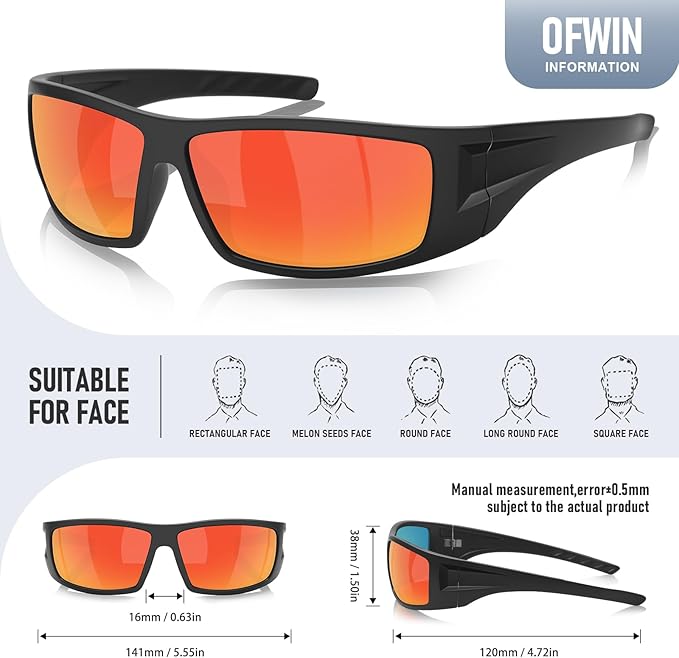 Polarized Sports Sunglasses for Men Women Unbreakable Frame Cycling Fishing Wrap Around Sunglasses UV400 Protection