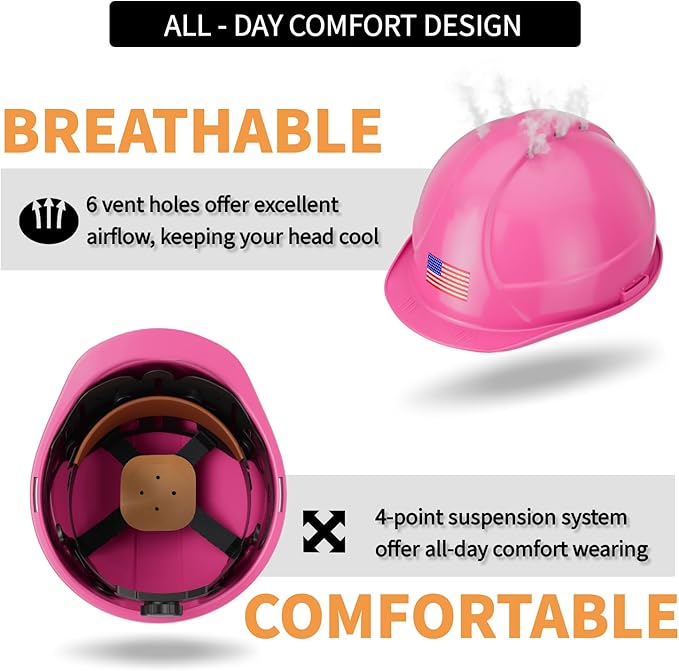 Reflective Safety Hard Hat with Visor,Vented Protection Construction Hard Hat,ANSI Z89.1& OSHA Approved Safety Helmet