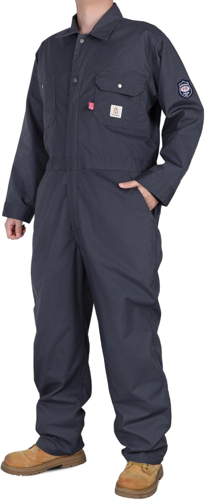 BOCOMAL FR Coverall High Visibility 6oz Lightweight Rip-Stop Flame Resistant/Fire Retardant High Vis Coveralls