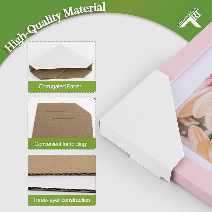 Golden State Art, 60 Pack Adjustable Cardboard Corner Protectors, Fits 1", 1.5" and 2.1" Frames, Edge Protectors for Shipping Paintings, Picture Frame, Packing Item Edge Protection