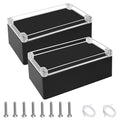 LeMotech Junction Box with Clear Cover IP65 Waterproof Project Box Dustproof ABS Plastic Electrical Project Boxes Universal Enclosure, Black 7.8"x 4.7"x 2.9"(200x120x75mm)(Pack of 2)