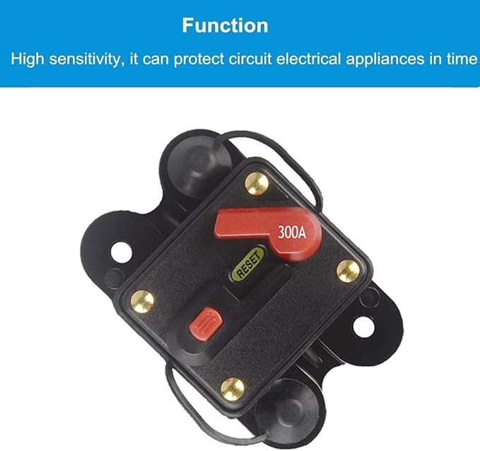 300Amp Circuit Breaker Manual Reset Fuse holder, 30A-300A 12V-24V DC Protection Reset Fuse for Trolling Motor Auto Car Marine Boat Stereo Audio Inline Fuse Inverter (300A)