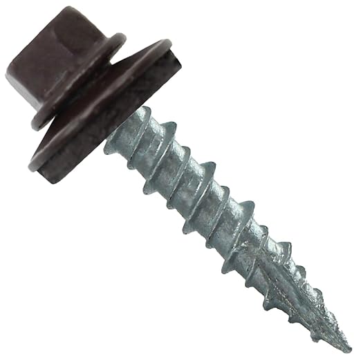 Metal Roofing Screws: (250) 10 x 1 Dark Brown Hex Head Sheet Metal Roof Screw. Self Starting Metal to Wood siding Screws. EPDM Washer. Colored Head