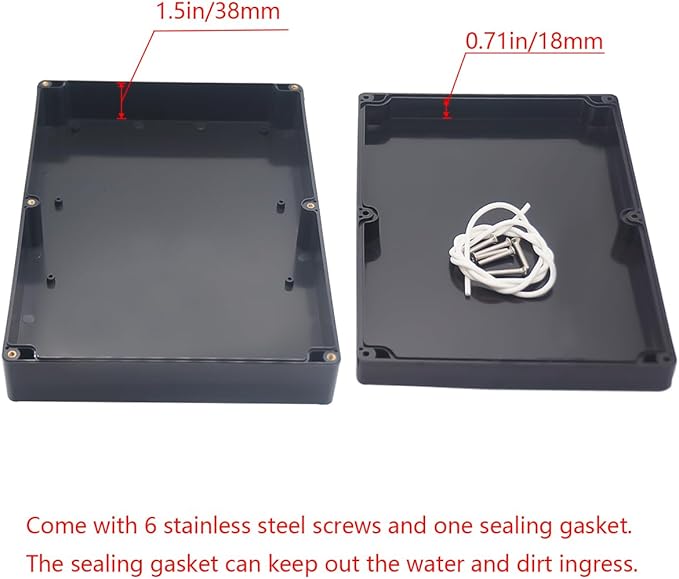 Project Box ABS Black Electrical Boxes IP65 Outdoor Waterproof Box Electronic Junction Box Power Enclosure with Cable Glands for DIY Project 11.42x8.27x2.48 inch (290 x 210 x63 mm)