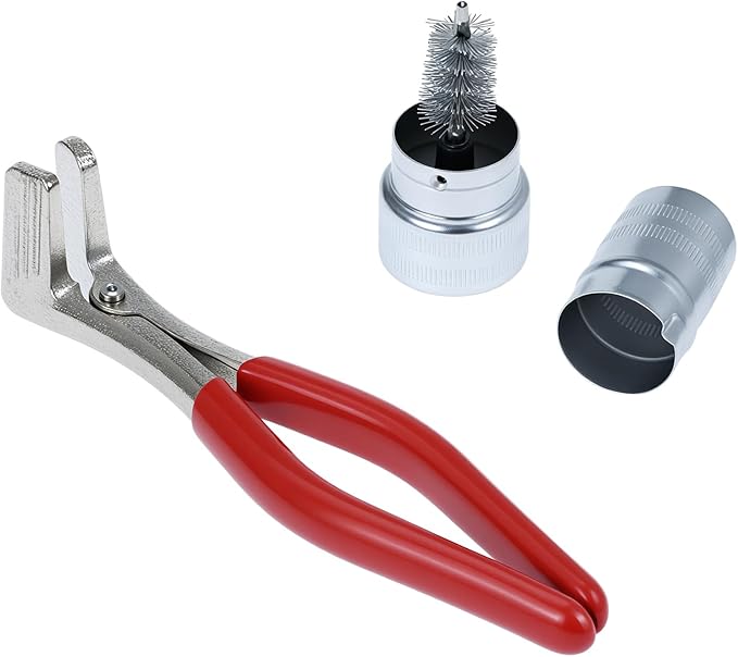 QWORK Battery Terminal Pliers & Cleaner Brush Kit (3-Piece) – Terminal Spreader Pliers with 2 Stainless Steel Battery Post Cleaning Brushes for 6V/12V Car Automotive Maintenance