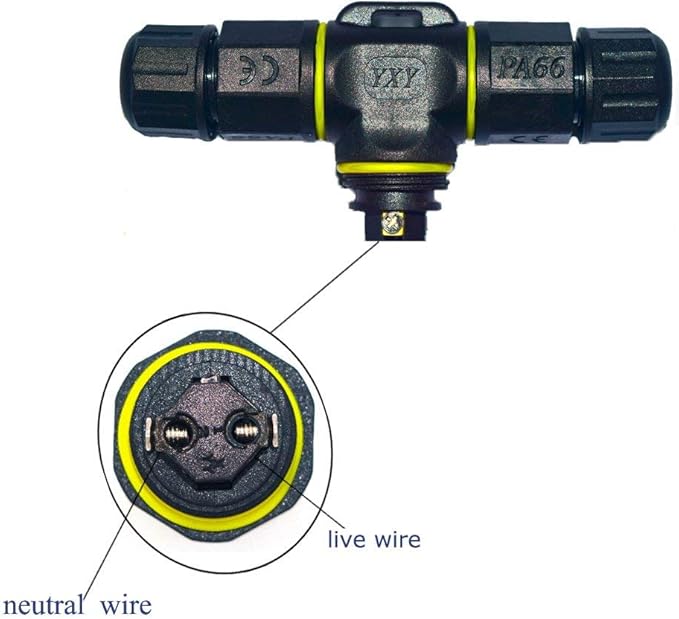 3 Way Junction Box IP68 Waterproof Electrical Junction Box 2 Pin/3 Pin/4 Pin Junction Box Outdoor Cable Connector for Underground/Outdoor Ø 4.5mm-10mm, Shielded Field Installable - 2Pin