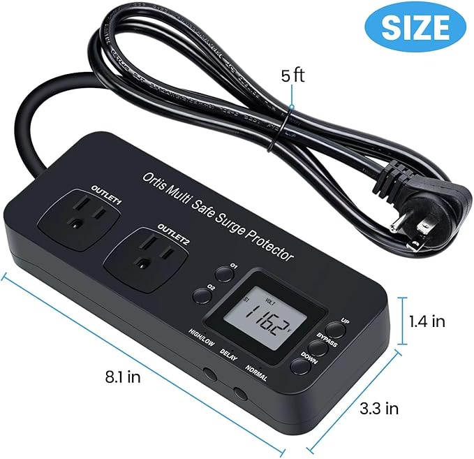 Ortis Double Outlet RV Appliance Surge Protector (Black)