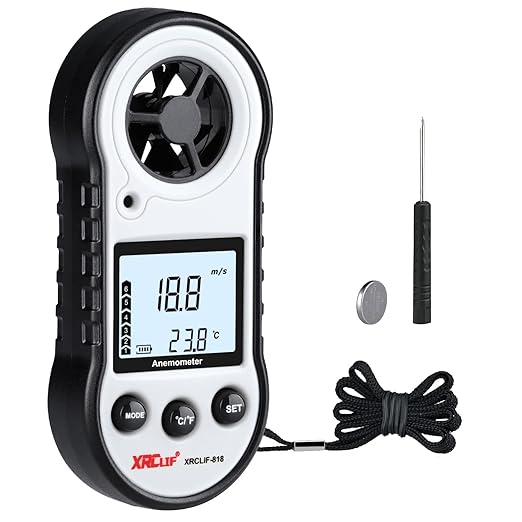 Digital Wind Speed & Temperature Anemometer, handheld Wind Gauge for Shooting, Windsurfing, Hunting - Gray