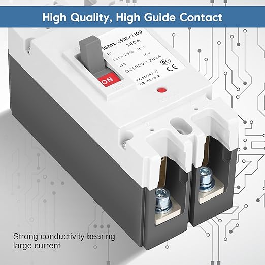 Yosoo Health Gear Dc Circuit Breaker 2p Plastic Case Circuit Breaker Solar Switch 500v 160a, Suitable for Solar Panel Power Grid System