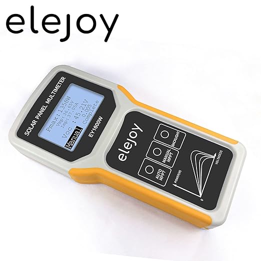 Elejoy 1600W Solar Panel Tester MPPT Photovoltaic Panel Multimeter Upgraded EY-1600W with Ultra Clear LCD Display, Smart MPPT Tools for Testing Solar PV Panel Data and Troubleshooting (EY-1600W)