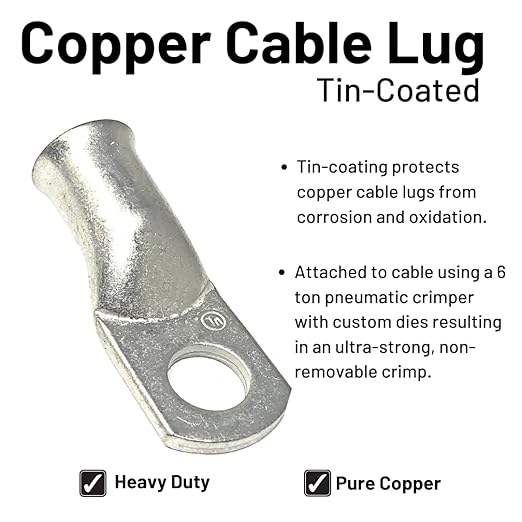 2/0 AWG 2/0 Gauge Red + Black Pure Copper Battery Inverter Cables Solar, RV, Car, Boat 7 feet 3/8" Cable Lugs