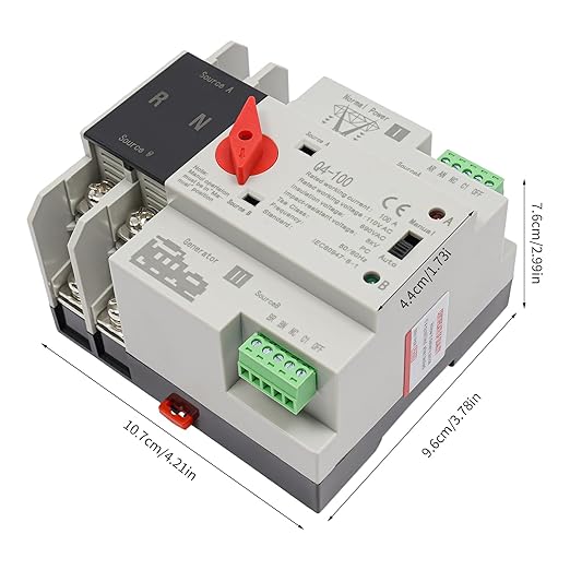 MINI Dual Power Automatic Transfer Switch 110V AC 2P 690V 50Hz Dual Power Automatic Toggle Controller 63A, 80A, 100A(Optional) PC Level (2P 100A)