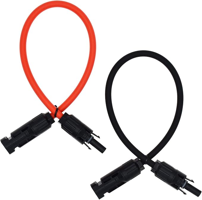 10AWG Solar Extension Cable 1FT, IP67 Waterproof PV Connectors with Tinned Copper Wire, for Solar Panel to Charge Controller, Solar Generator, RV, Boat, Off-Grid System