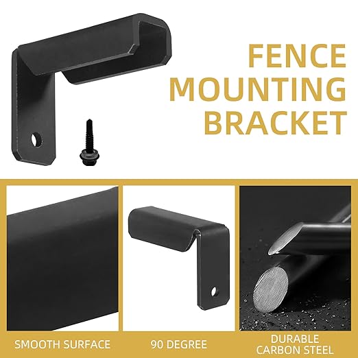 Fence Mounting Brackets for 1x1" Square Rails, Carbon Steel Fence Panel Internal Connector with Screws, Black 20 Pack