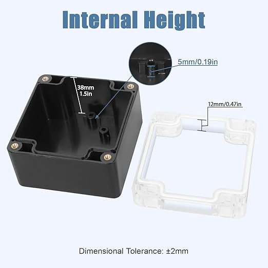 LeMotech Junction Box with Clear Cover IP65 Waterproof Project Box Dustproof ABS Plastic Electrical Project Boxes Universal Enclosure, Black 3.2"x 3.1"x 2.2"(83x81x56mm)(Pack of 2)