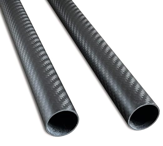 2pcs 25mm Carbon Fiber Tube 25mmx23mmx500mm,500MM Length,3K Roll Wrapped Twill Matte Finish