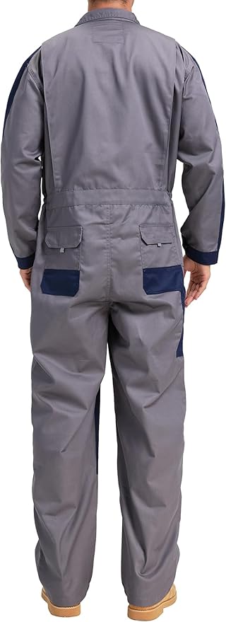 Men's Work Coveralls Multi Pockets Garage Work Jumpsuit Zip Coverall One Piece Workwear Mechanic Overalls
