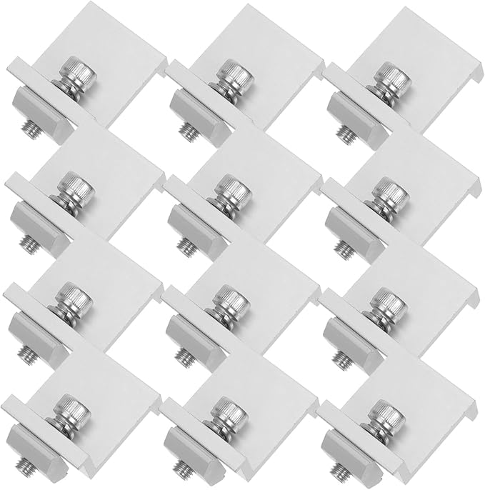 12pcs Solar Panel Rack Clips Metal Bracket Clips for Solar Panel Installation Easy to Install Suitable for Outdoor Use Earth Clamp