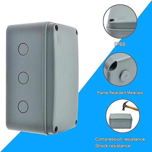 Nineleaf Waterproof Electrical Box,3PK Outdoor Junction Boxes, IP66 External Electrical Project Enclosure Box Grey,7 1/8" x 4 1/2 "x 4" inch(181x111x100 mm), for Outdoor Use