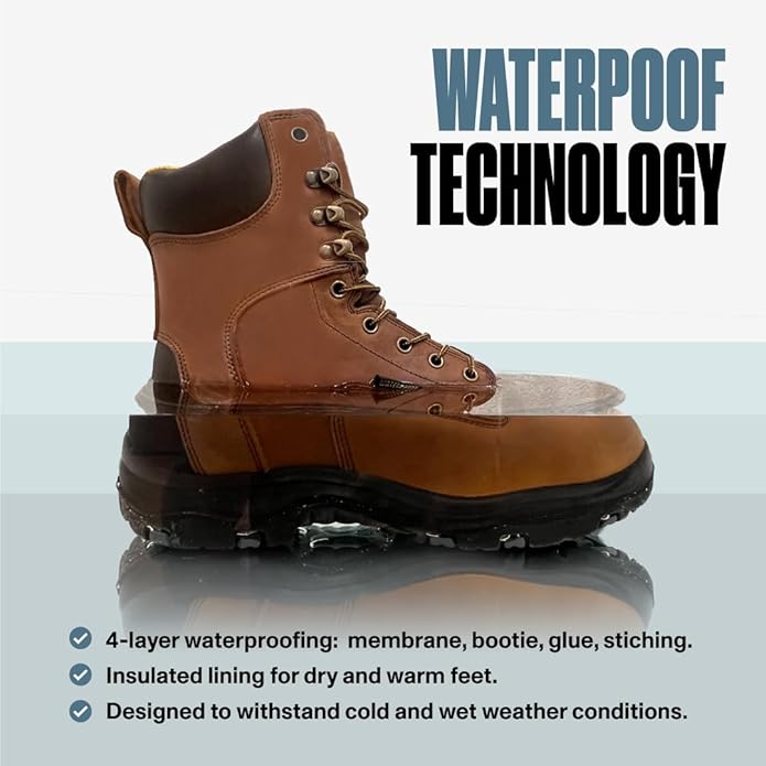 EVERBOOTS Men's Waterproof Leather Work Boots Ultra Dry Model Lightweight Utility Ankle Boot for Construction Roofing Hunting Winter Trails