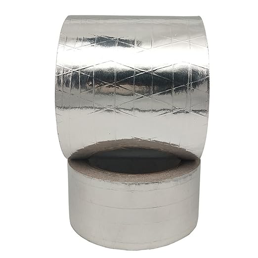 Fiber-Glass Aluminum Foil Tape, Reinforced Self-Adhesive Heat Reflective Tape, Heat Jacketing Insulation Resistant High Temperature HVAC Tape, Metal Repair 2" x 82' Roll