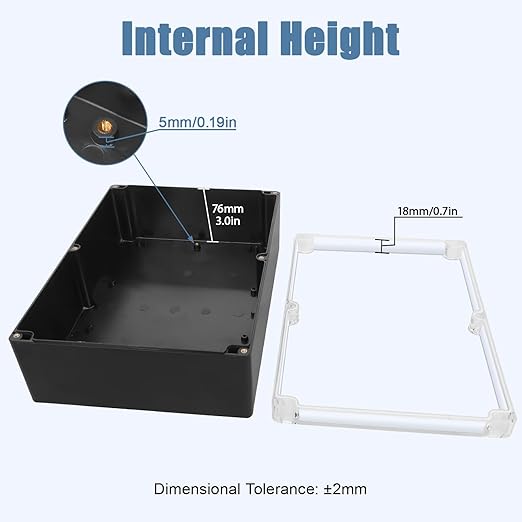 LeMotech Electrical Box Clear Cover Project Box IP65 Waterproof Junction Box ABS Plastic Case Universal Enclosure for Electronics, Black 11.4"x 8.2"x 3.9"(290x210x100mm)(Pack of 1)