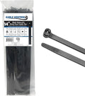 Kable Kontrol Cable Ties with Metal Tooth, 14 Inch 100 Pcs, 50 Lbs Tensile Strength, Metal Pawl, Stainless Steel Toothed Self-Locking Device, UV Resistant Steel Barb Zip Ties - Black