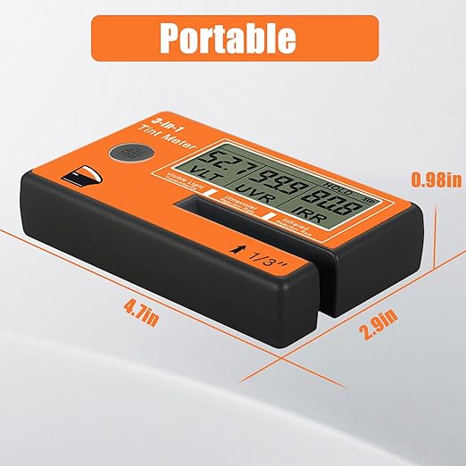 Window Tint Meter, 3-in-1 Solar Film Meter with VL/UV/IR Transmittance Tester, Portable Digital Side Window Tint Reader for Filmed Glass, Solar Film, Car Window