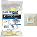 Kable Kontrol Zip Tie Mounts, 1” Sq, Natural White, 100 Pcs, Adhesive Backed Multi-Purpose Mounting Squares Nylon Cable Tie Wrap Anchor Pads for Cable Management