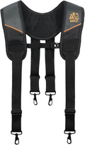 WOLF WTH2115 Padded 4-point Suspenders for Tool Work Belt | Universal Breathable Comfort Lightweight | Contractors Handyman | Pain Stress Relief Weight Distribution