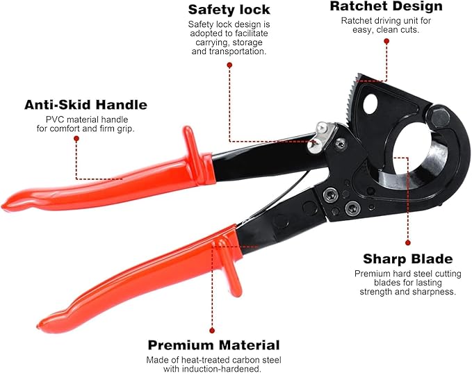 Battery Cable Lug Crimping Tool for AWG 10-1/0 Electrical Lug, with 2pcs Cable Cutter 64pcs Ring Terminals and 70pcs Heat Shrink Tubing