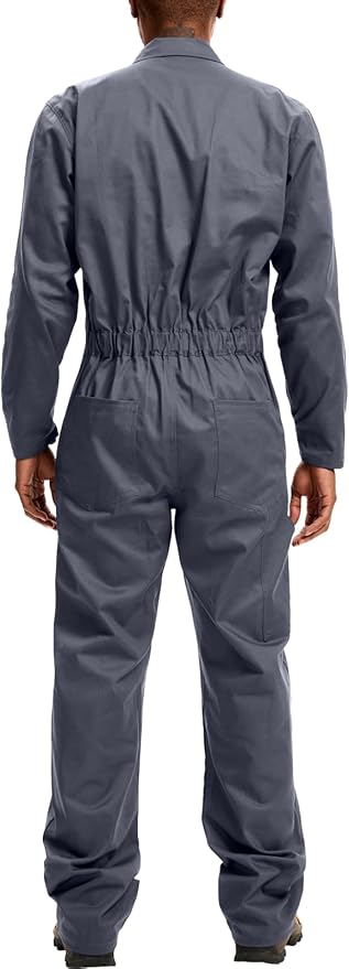 WORK IDEA Men's Coveralls Long Sleeve 100% Cotton Twill Workwear Jumpsuit Relaxed Fit