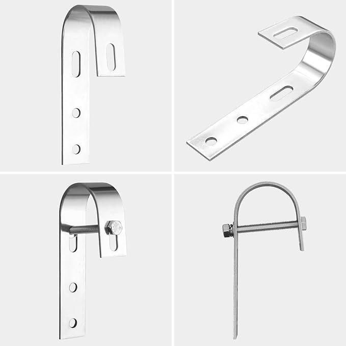 Anbte 4PCS Solar Panel Mounting Brackets for Balcony, Stainless Steel Universal PV Module Hooks, Anti-Corrosion Solar Panel Mounting Kit for Balcony, Flat Roof, Garage Roof, Silver