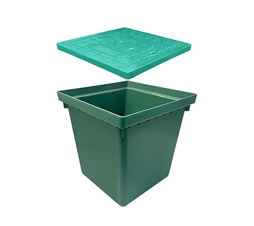 16x16x16in Underground Splice Boxes with Fiberglass Solid Cover,In Ground Pull Box Deep Enclosure Distribution Pit Electrical Junction Boxes Drillable Precast Tapered Pit for Cable Wiring