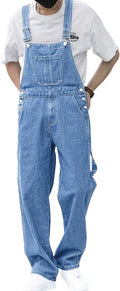 Men's Bib Overall Relaxed Fit Adjustable Strap Denim Work Pants with Large Pockets Durable Comfortable Jumpsuit for Men