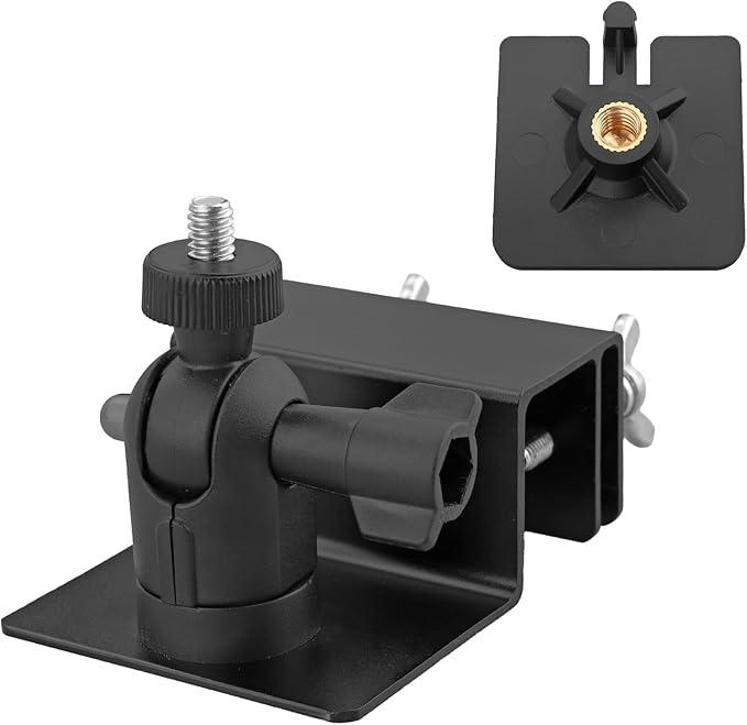 Anbte 1PCS Adjustable Gutter Mount for Ring Solar Panels & Security Cameras, Aluminum Solar Bracket with Standard 1/4 inch-20 Threaded Bracket, Weatherproof, Outdoor Wall Mounting Accessories, Black