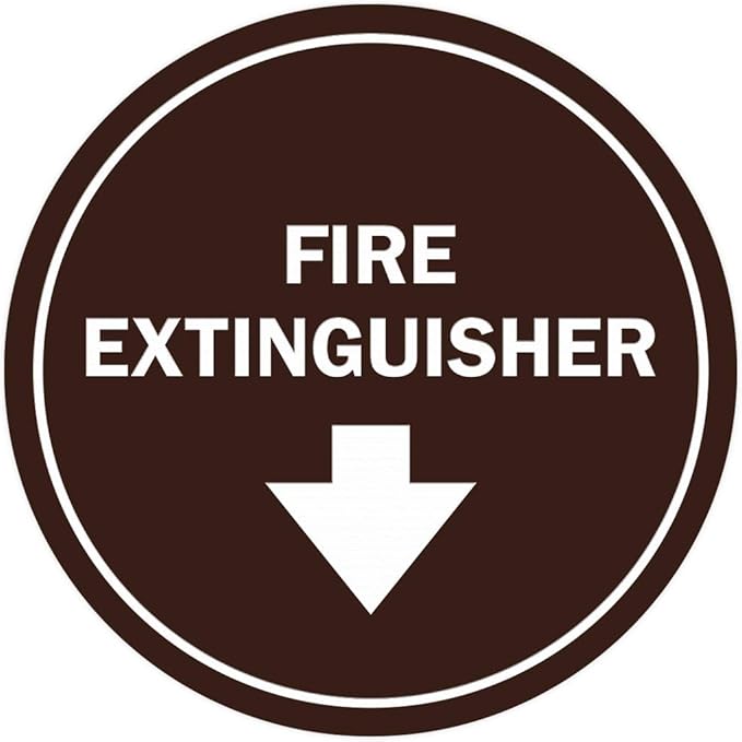 Signs ByLITA Circle Fire Extinguisher Sign (Dark Brown) - X-large