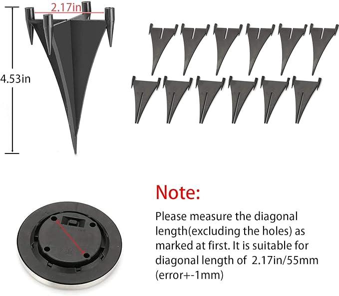 Replacement Stakes for Solar Ground Light, 6 Set Reinforced Plastic Ground Spikes, Replacement Parts for Solar Pathway Disk Light and Garden Glass Ball Outdoor