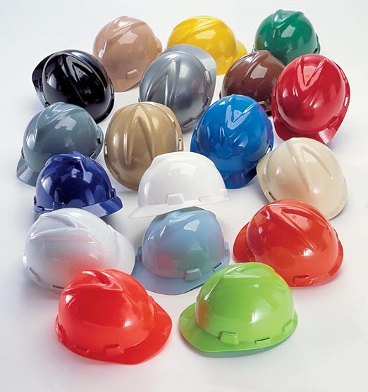 MSA 489368 V-Gard Cap Style Safety Hard Hat With Fas-Trac III Ratchet Suspension | Polyethylene Shell, Superior Impact Protection, Self Adjusting Crown Straps - Small Size in Hi-Viz Orange