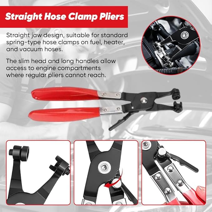 Automotive Electrical Disconnect Pliers Kit, High-Carbon Steel 60° Angled Connector Separator, Hose Clamp Pliers, Trim Clip Removal Tools, Plug Release & Wire Terminal Remover for Auto Repair (9pcs)