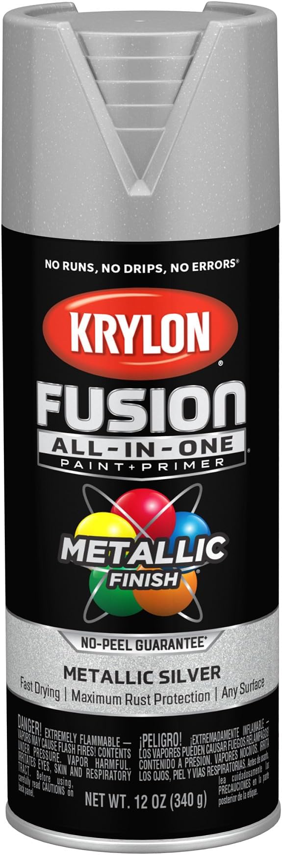 Krylon Fusion All-In-One Adhesive Spray Paint for Indoor/Outdoor Use, 12 oz, Silver