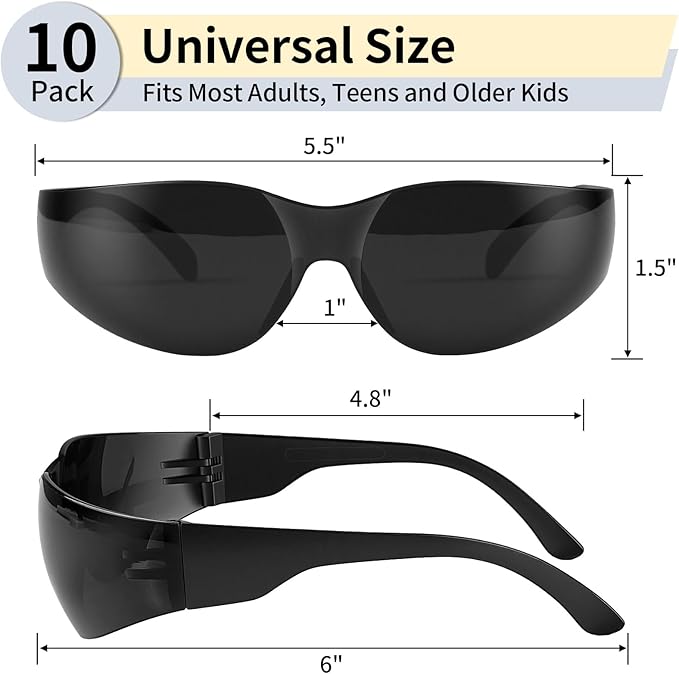 10 Pack Clear Safety Glasses for Men Women, ANSI Z87.1 Certified Scratch & Impact Resistant Wrap Around Lens