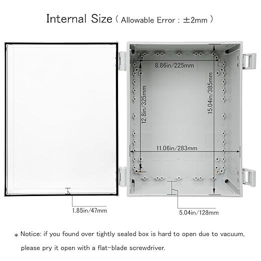 Junction Box IP65 Waterproof ABS Plastic Enclosure Hinged PC Clear Cover Electrical Project Box with Mounting Plate, Wall Brackets, Cable Glands 15.7" x 11.8" x 7.1"