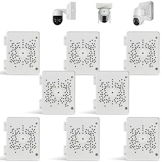 【Compatible with PTZ Cameras】 Security Camera Junction Box, Outdoor IP65 Waterproof CCTV Mounting Bracket, ABS Plastic Cable Concealment Box(8 Pack)