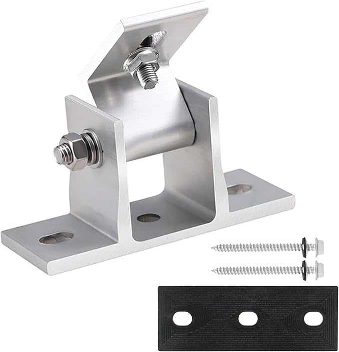 Adjustable Solar Panel Tilt Mount Bracket Base Solar Panel Roof Mount Stand Tilt Angle 10°-60° Individually Flat Roof Mount Holder for Roof Boat Flat Surface Installation