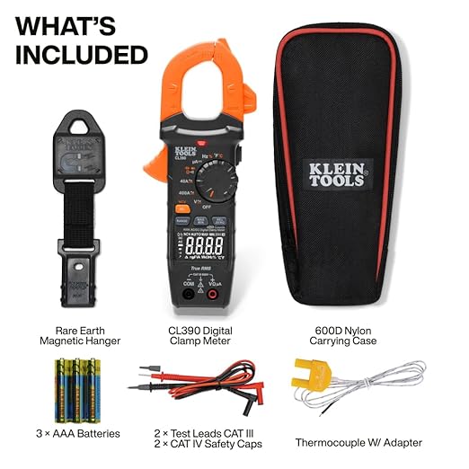 Klein Tools 80197 AC/DC Clamp Meter Kit with Magnetic Hanger, Auto-Ranging TRMS, 400 Amp, NCVT Voltage Tester, Professional Testing Kit
