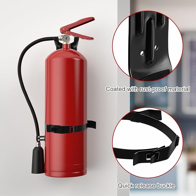 4pcs Home Fire Extinguisher Mount Bracket, 5 LB Metal Truck Fire Extinguisher Mounting Bracket, Mini Extinguisher Mount Holder Kit for Vehicle and Home