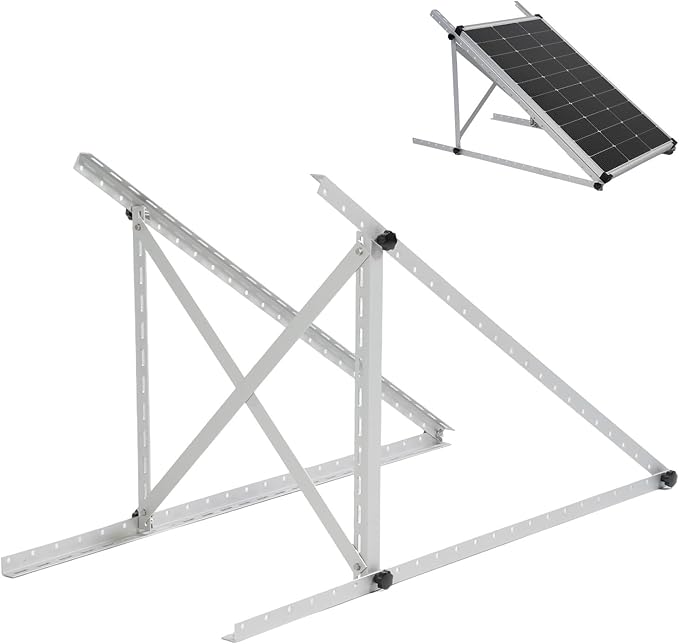 45" Solar Panel Mount Brackets Adjustable Solar Panel Tilt Mount Brackets for 100-400 Watts Solar Panel 2400Pa Windproof for Roof, RV, Ground, Boat and Off-Grid (Brackets with Cross Beams)