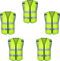 Dib Safety Reflective Vest ANSI Class 2, High Visibility Vest with Pockets and Zipper, Construction Work, Hi Vis